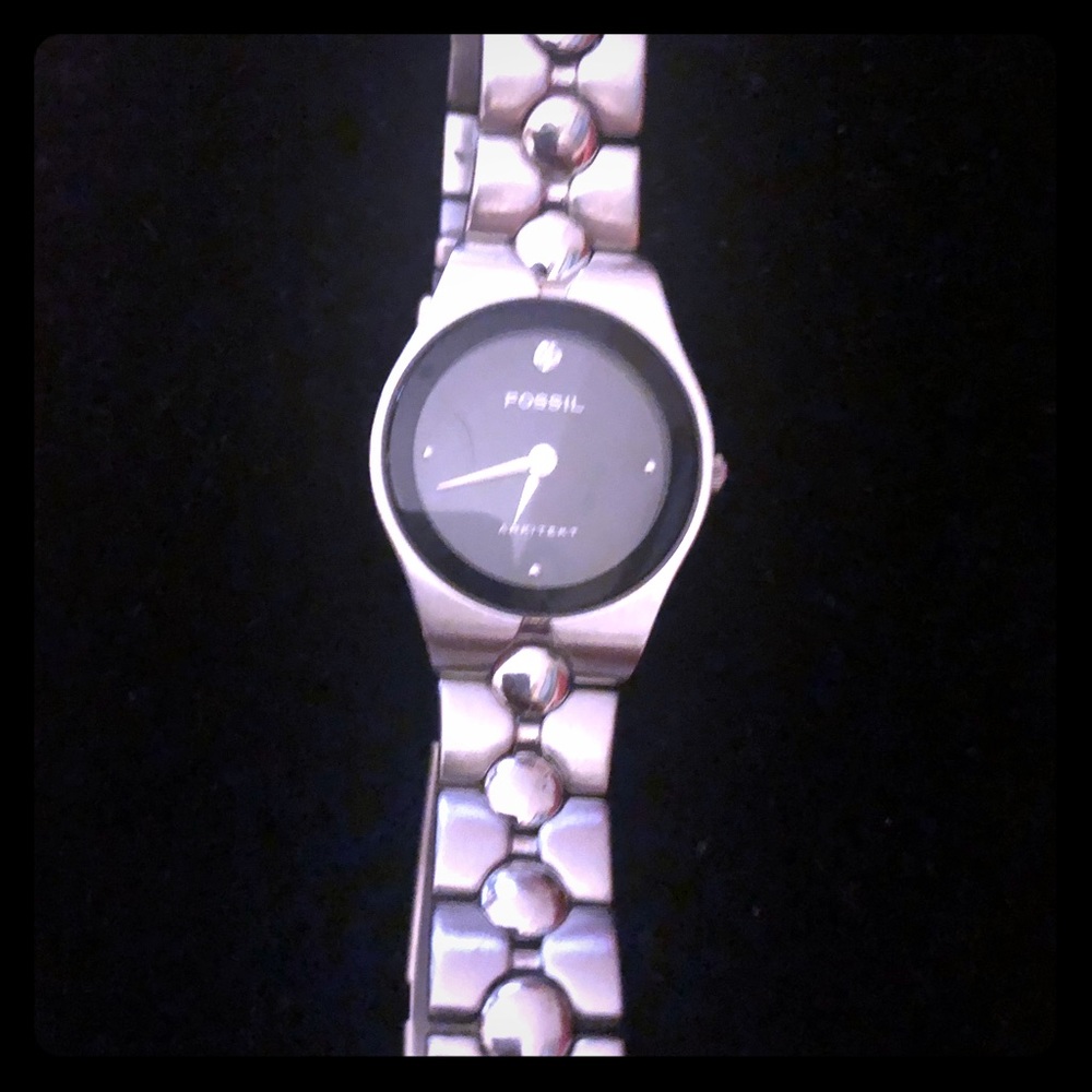 Fossil watch with stone